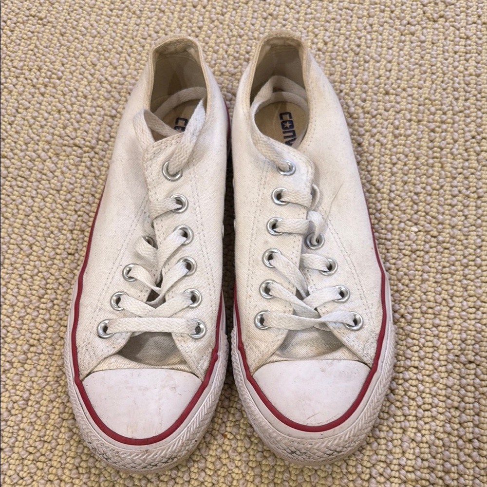 Converse White Sneakers with Red Trim